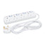 Powermaster 4 Gang Switched Extension Lead 2m With Neon Indicator White