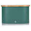 Swan Nordic Oval Bread Bin With Bamboo Cutting Board Lid Soft Touch Finish - Pine Green