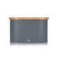 Swan Nordic Oval Bread Bin With Bamboo Cutting Board Lid Soft Touch Finish - Slate Grey