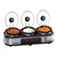 Daewoo Triple Slow Cooker With 3 Individual Heat Settings & Non Stick Ceramic Stainless Steel 3 x 1.5 Litres - Black & Silver