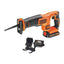 Black & Decker 18V Cordless Reciprocating Saw With 1.5Ah Battery & 400mA Charger 1 Blade - Orange/Black