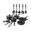 Morphy Richards Equip 14 Piece Cookware Set 3 Pots 2 Saucepans 9 Utensils Aluminium - Black