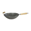 Dexam 14 Inch Professional Carbon Steel Wok Heavy Gauge Uncoated Carbon Steel With Helper Handle - Black