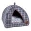 Petface Window Pane Check Soft And Cosy Igloo Cat Bed Grey