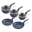 Tower Cavaletto 5 Piece Cookware Set 16cm 18cm 20cm Saucepans 24cm 28cm Frying Pans - Midnight Blue & Rose Gold