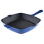 Barbary & Oak 26cm Cast Iron Grill Pan Durable Enamel Interior Limoges Blue