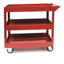 Hilka Tools 3 Tier Service Cart Max Load Up To 150kg Steel Construction Solid Rubber Wheels Red