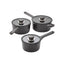 Judge Vista Ceramic Draining Saucepan 16cm/18cm/20cm 3 Piece Set Non-Stick Aluminium Base Stay Cool Handles Black