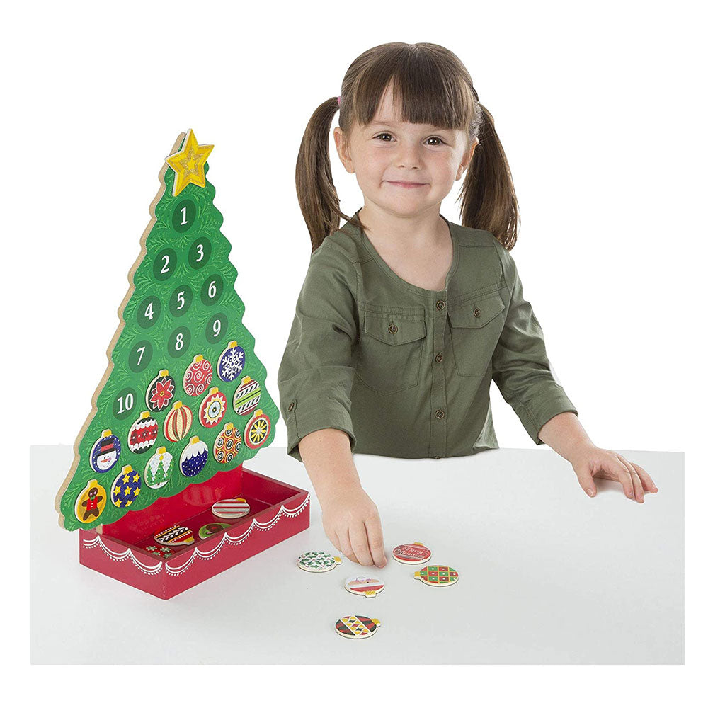 Melissa & Doug Countdown To Christmas Wooden Seasonal Advent Calendar- Magnetic Wooden Tree & 24 Magnetic Ornaments - Multicolor