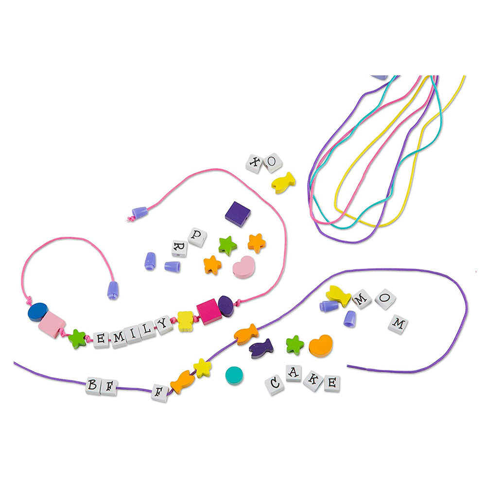 Melissa & Doug Deluxe Wooden Stringing Beads With 200+ Beads and 8 Laces for Jewelry-Making