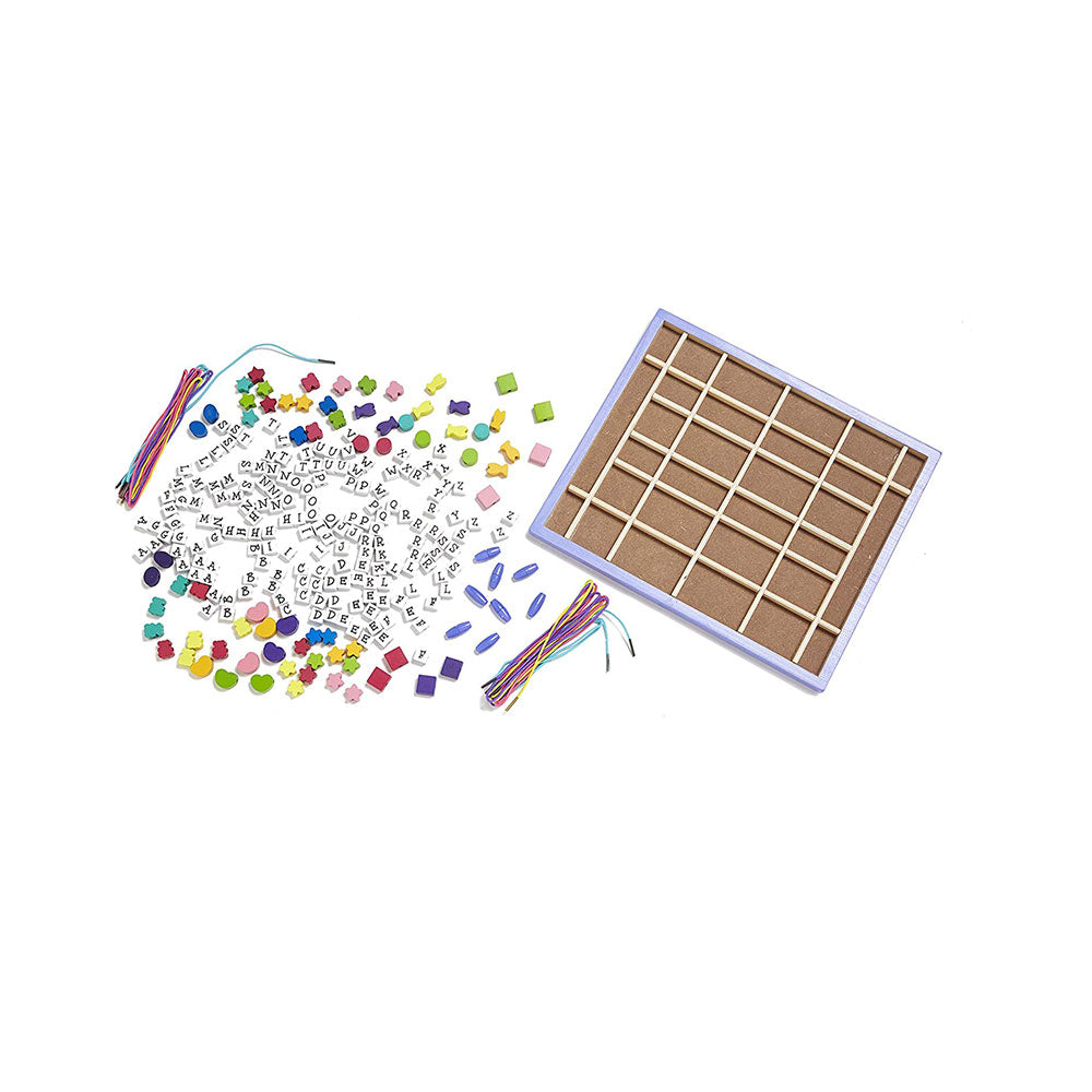 Melissa & Doug Deluxe Wooden Stringing Beads With 200+ Beads and 8 Laces for Jewelry-Making