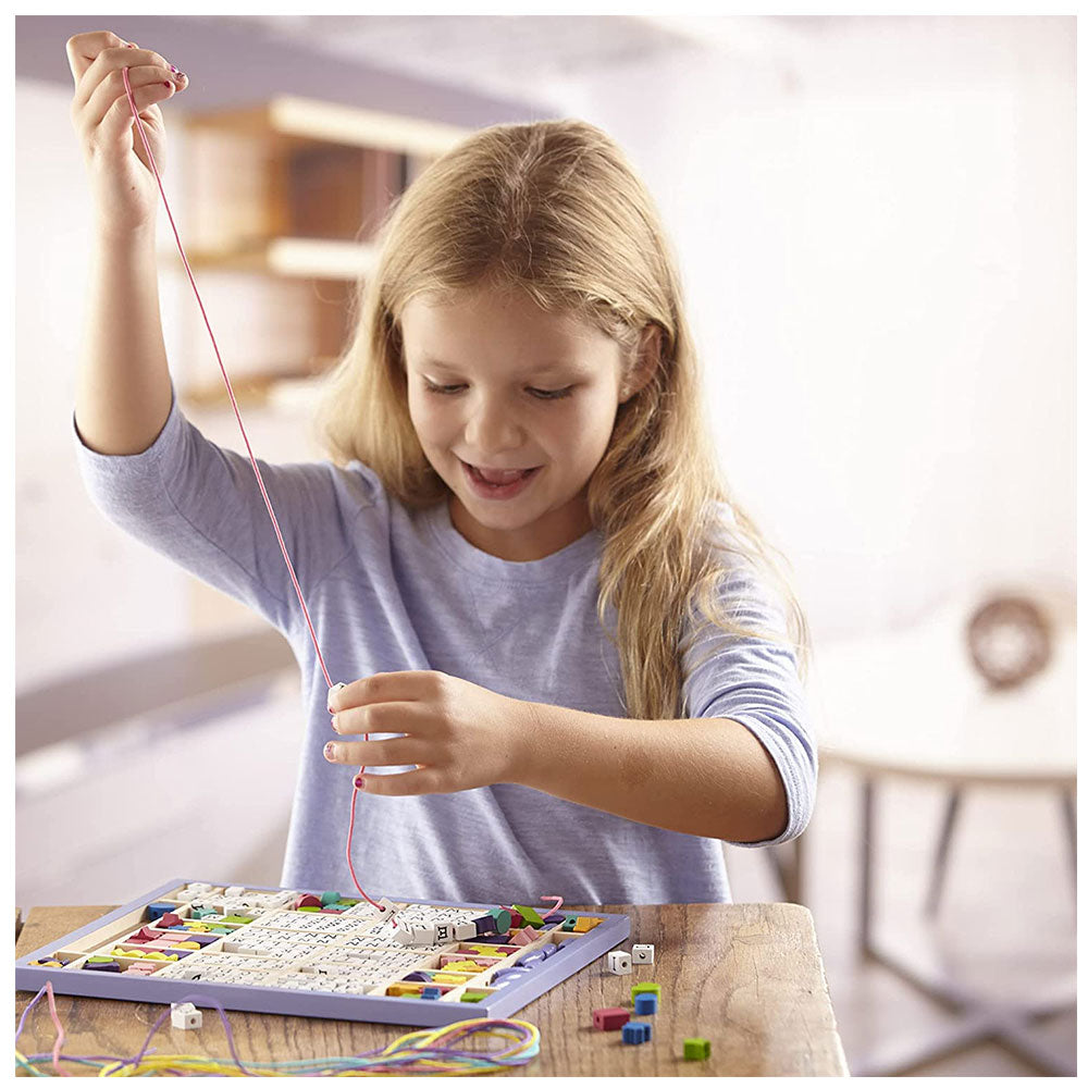 Melissa & Doug Deluxe Wooden Stringing Beads With 200+ Beads and 8 Laces for Jewelry-Making