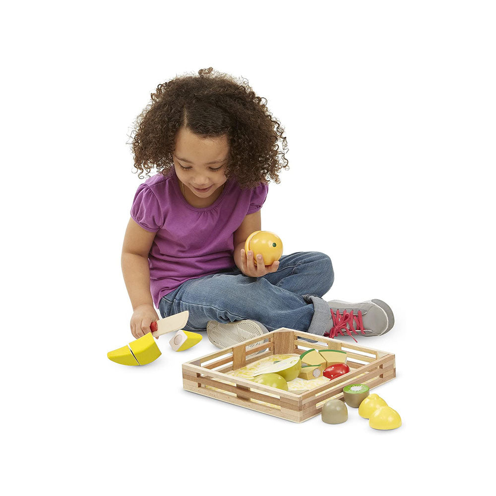 Melissa & Doug Cutting Fruit Set - The Original Wooden Play Food Kids Toy - 17 Piece Play Food Set - Multicolor