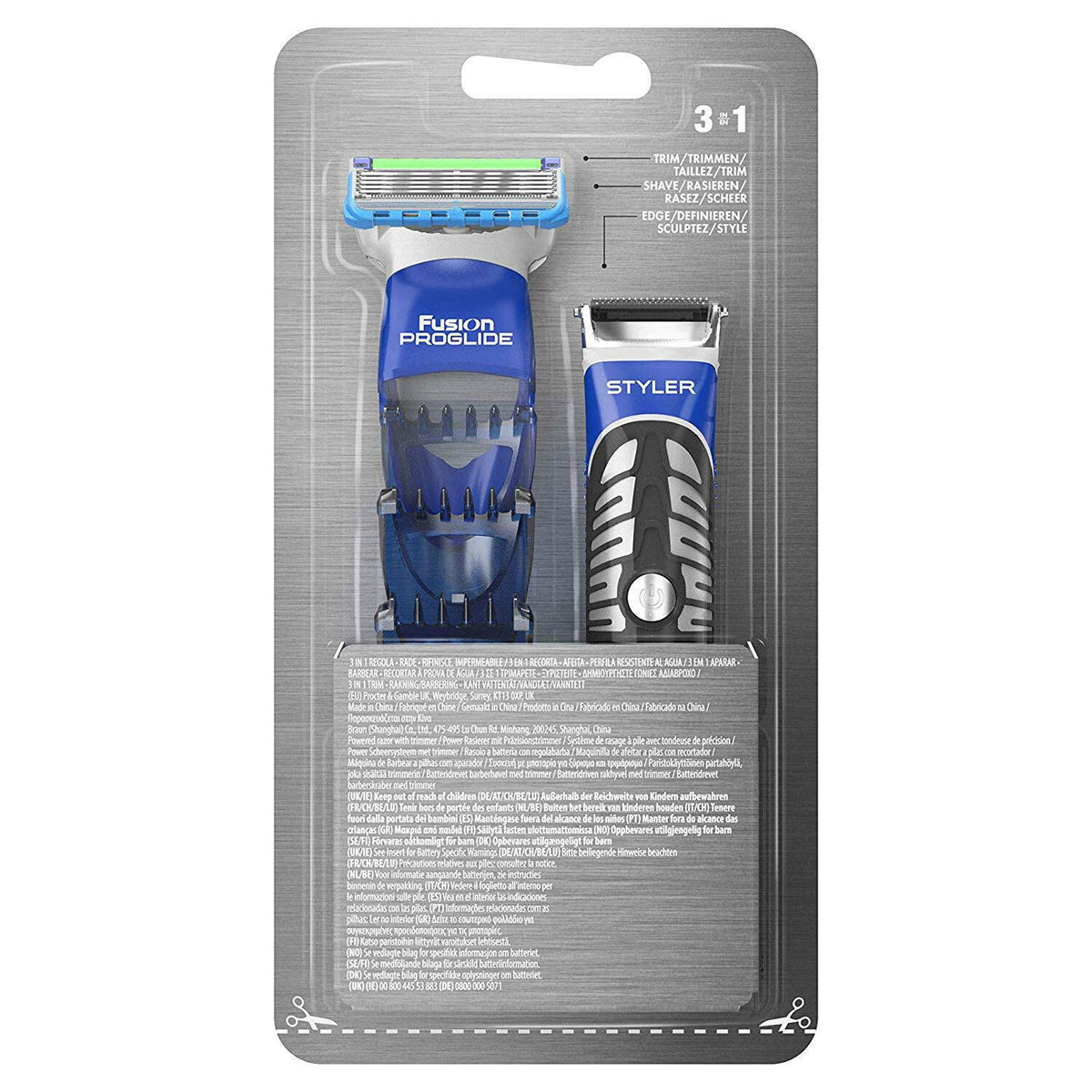 Gillette Fusion 3 in 1 Styler Razor Beard Trimmer Edging Blade ProGlide Grooming Tool