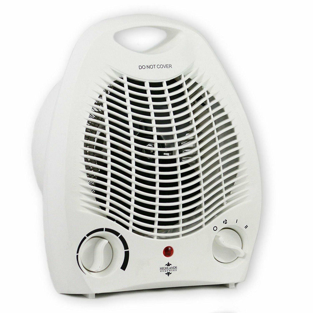 Electric Fan Heater Upright Heater With 2 Heat Settings In White