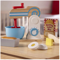 Melissa & Doug Wooden Make-a-Cake Mixer Set Encourages Creative Thinking - 11-Piece Wooden Hand-Crank Cake Baking Mixer Set - Multicolor