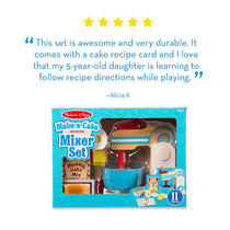 Melissa & Doug Wooden Make-a-Cake Mixer Set Encourages Creative Thinking - 11-Piece Wooden Hand-Crank Cake Baking Mixer Set - Multicolor