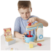 Melissa & Doug Wooden Make-a-Cake Mixer Set Encourages Creative Thinking - 11-Piece Wooden Hand-Crank Cake Baking Mixer Set - Multicolor