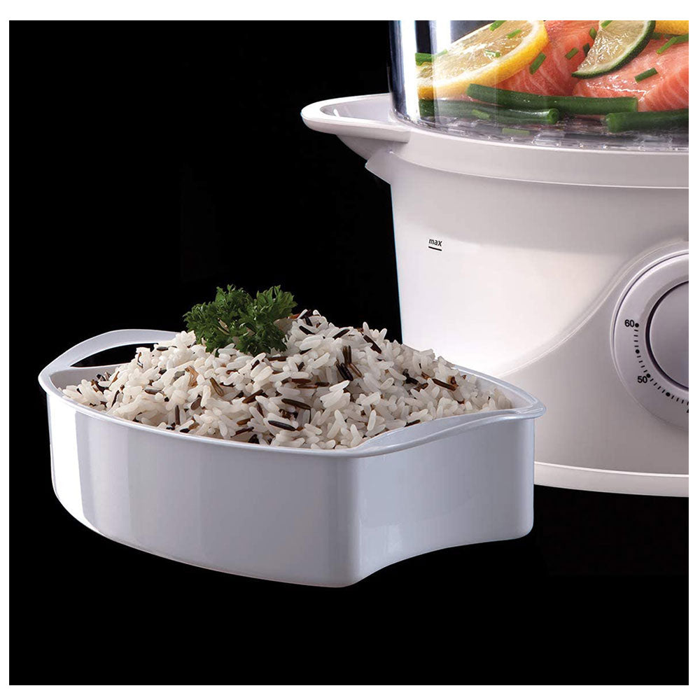 Russell Hobbs 3 Tier Food Steamer 3 Steaming Baskets 60 Minute Timer 800 W 9 Litres - White