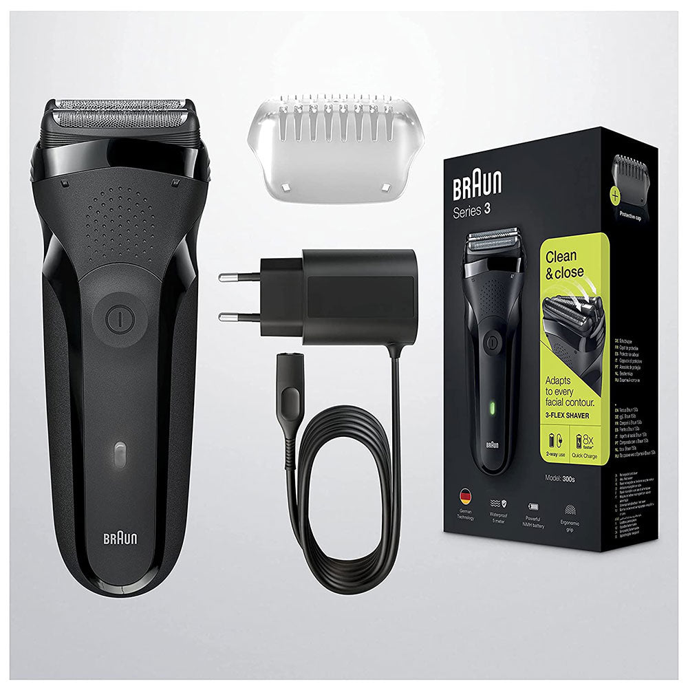 Braun Series 3 Rechargeable Electric Shaver Black 300s Electric Foil Razor