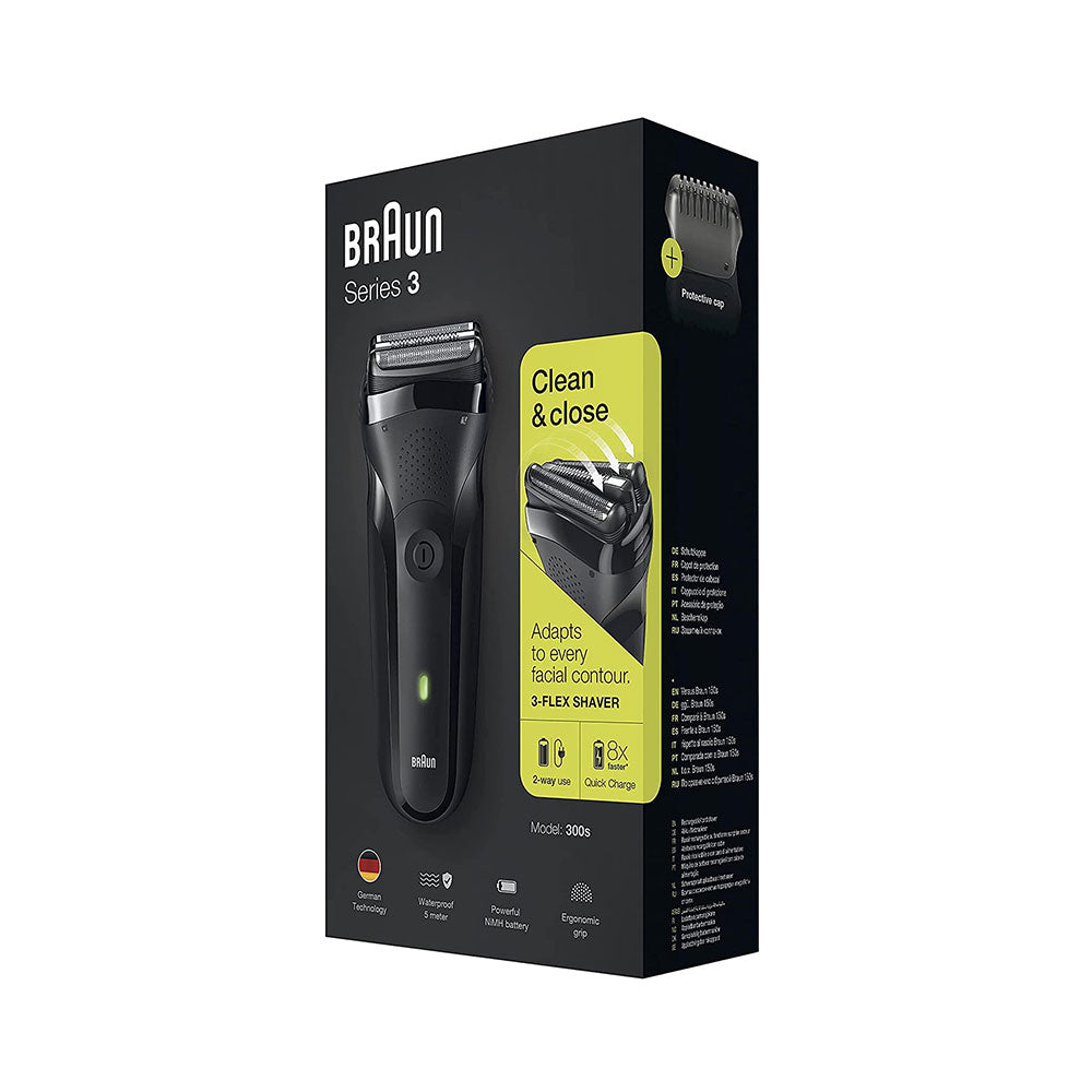 Braun Series 3 Rechargeable Electric Shaver Black 300s Electric Foil Razor