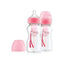 Dr Brown Options + Twin Pack Anti-Colic Wide Neck Baby Bottles 270ml - Pink