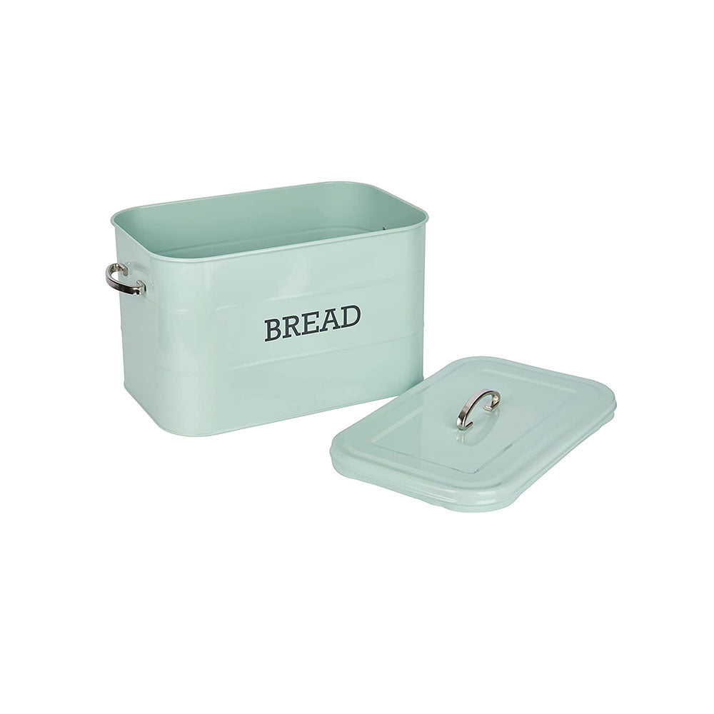 KitchenCraft Living Nostalgia Large Metal Bread Bin, 34 x 21.5 x 25 cm In Blue