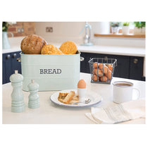KitchenCraft Living Nostalgia Large Metal Bread Bin, 34 x 21.5 x 25 cm In Blue