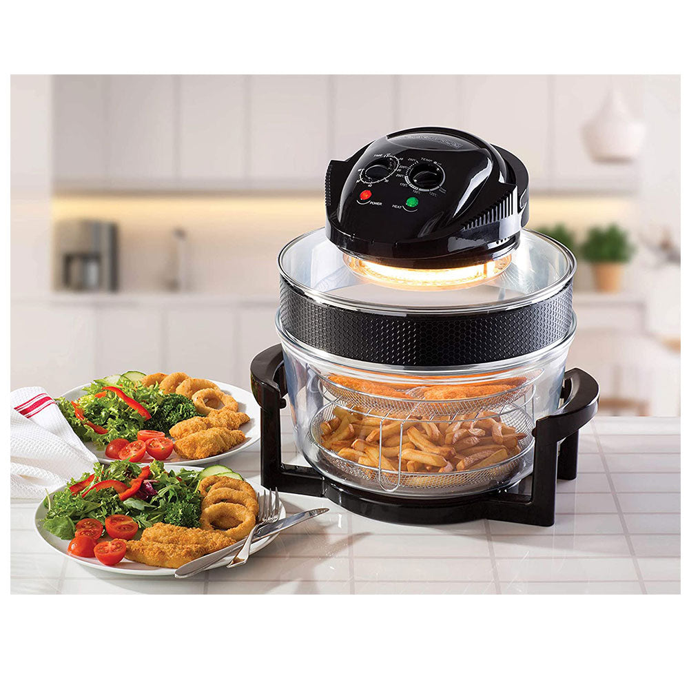 Daewoo Deluxe Halogen Air Fryer With An Extension Ring 1300 W 17 Litre - Black SDA2907