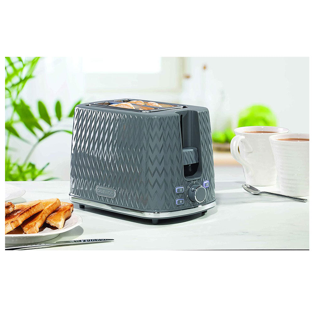 Daewoo Argyle 2 Slice Toaster With Reheat Cancel And Defrost Functions 800 W - Dark Grey