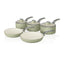 Swan Retro Non Stick Saucepans And Frying Pans 5 Piece Set With Glass Lid - Green