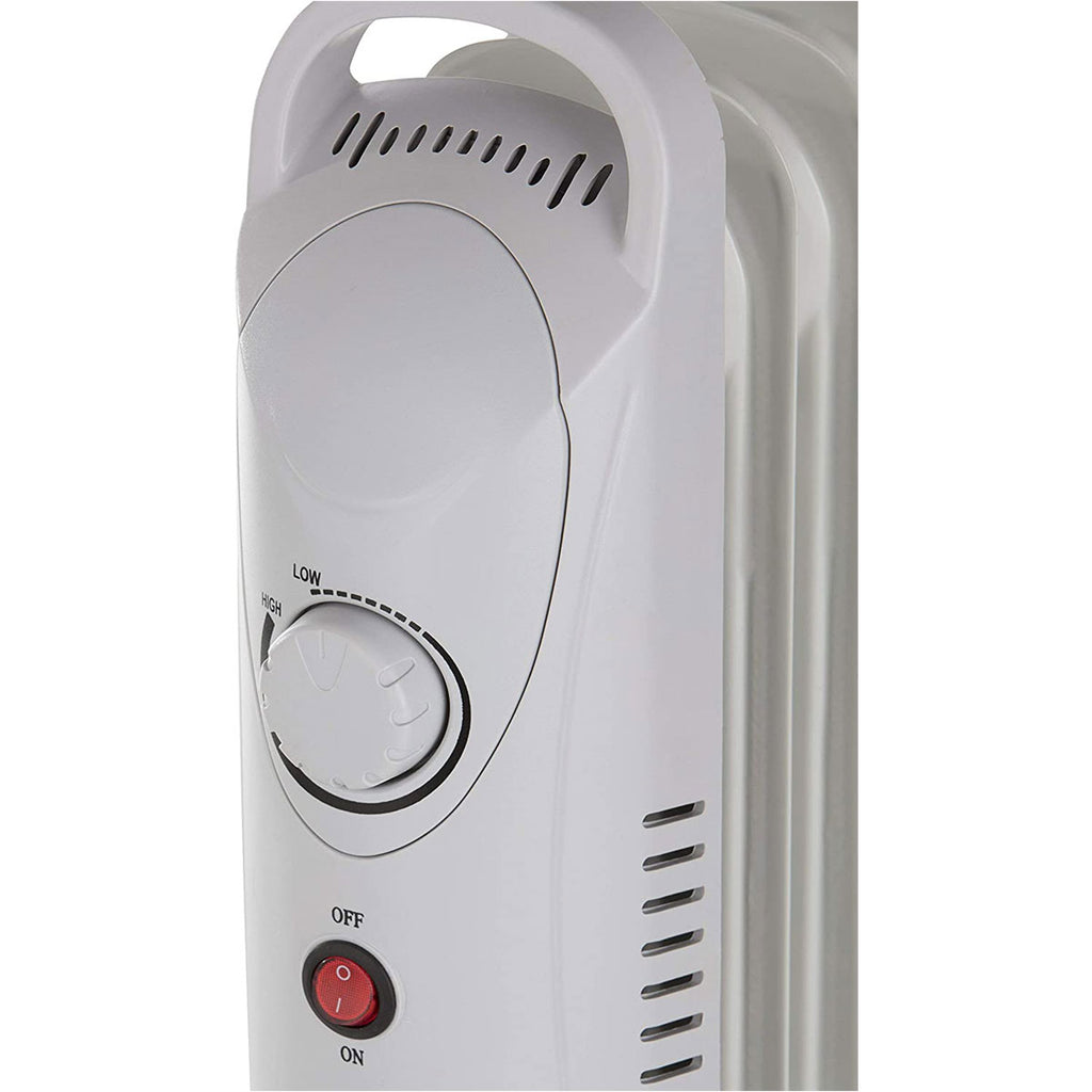 Warmlite 5 Fins Compact Oil Filled Radiator With Adjustable Thermostat 650 W - White
