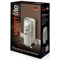 Warmlite 5 Fins Compact Oil Filled Radiator With Adjustable Thermostat 650 W - White