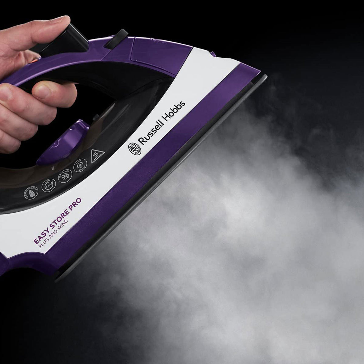 Russell Hobbs Easy Store Pro Plug And Wind Iron Ceramic 2400 W 330ml Water Tank - Purple
