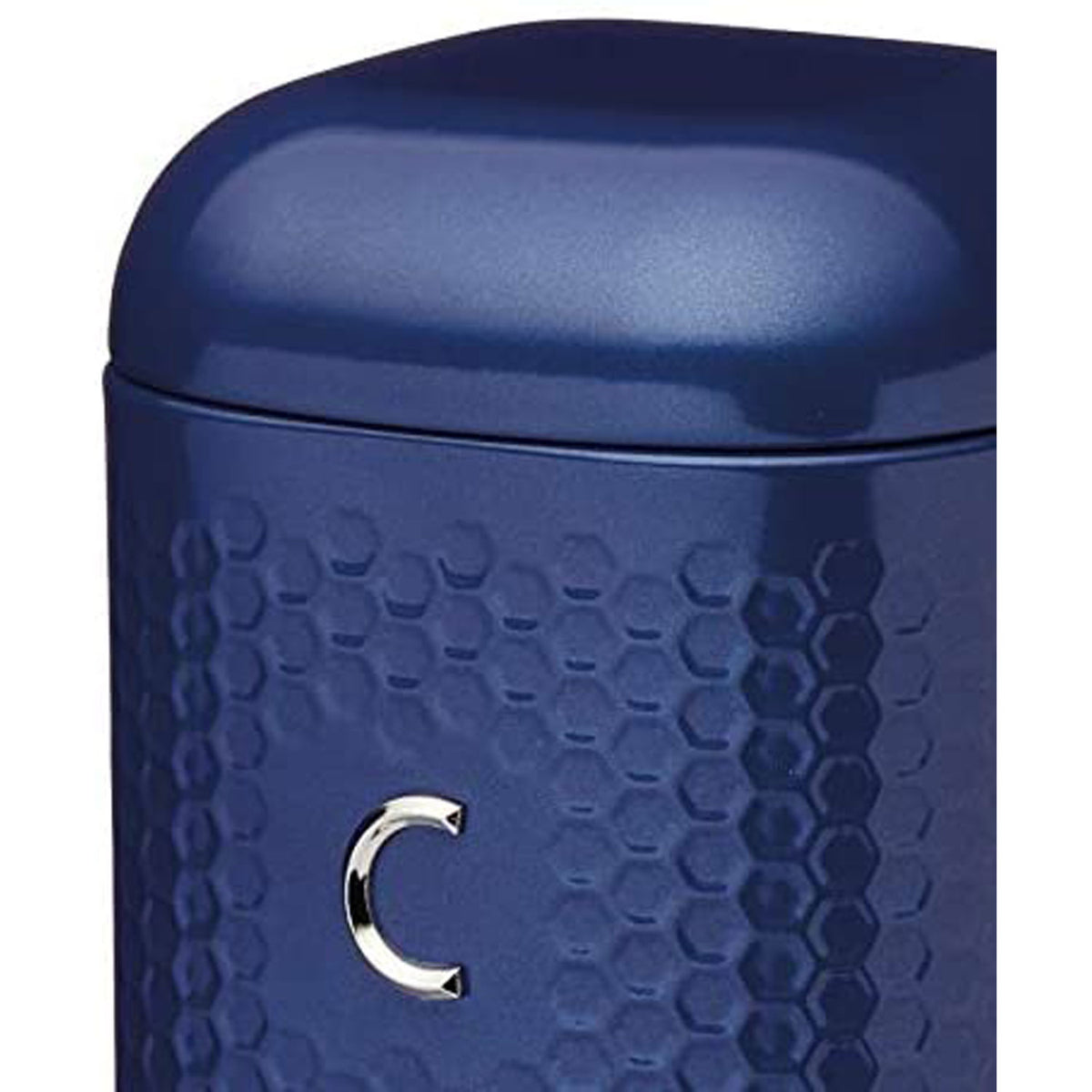 KitchenCraft Lovello Textured Coffee Canister Jar With Geometric Embossed Finish 11 x 11 x 19 cm (4.5" x 4.5" x 7.5") - Midnight Navy