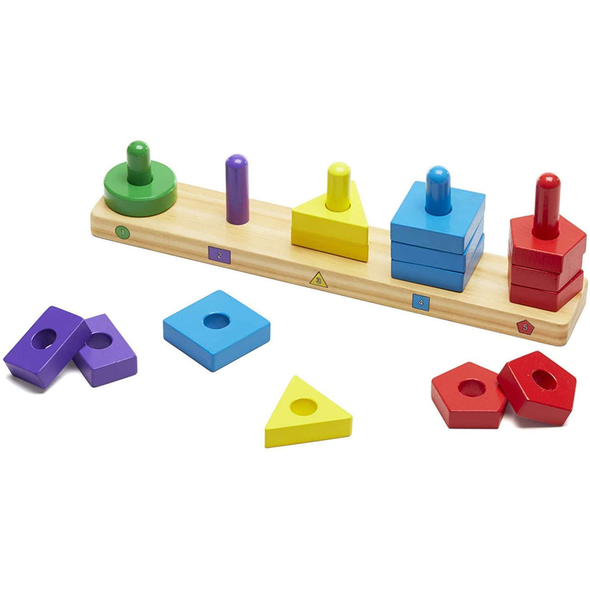Melissa & Doug Stack & Sort Board With 15 Solid Wood Pieces - Great For Hand/Eye Coordination Wooden Educational Toy - Multicolour Main image