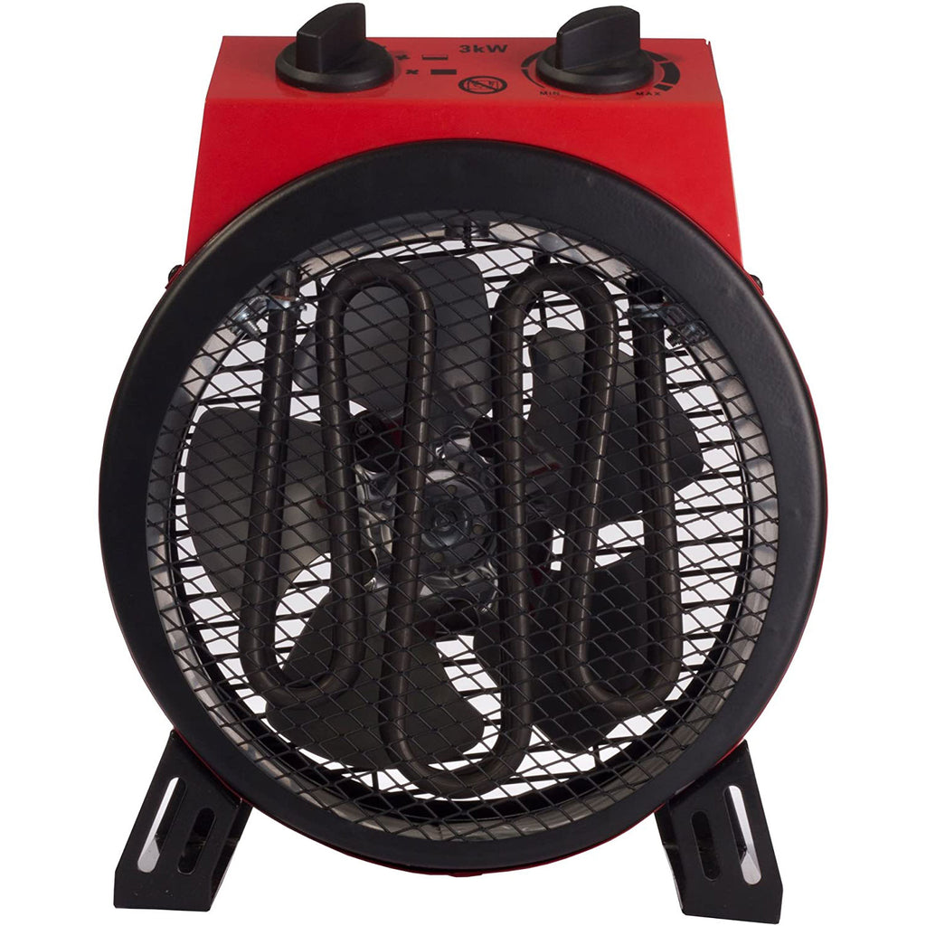 Igenix Drum Fan Heater 3000W Industrial Heater With 2 Heat Settings Thermostat & Cooling Fan – Red & Black