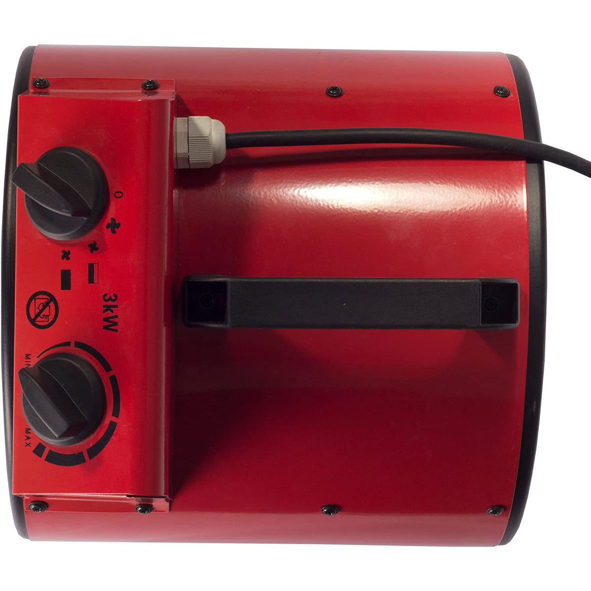 Igenix Drum Fan Heater 3000W Industrial Heater With 2 Heat Settings Thermostat & Cooling Fan – Red & Black