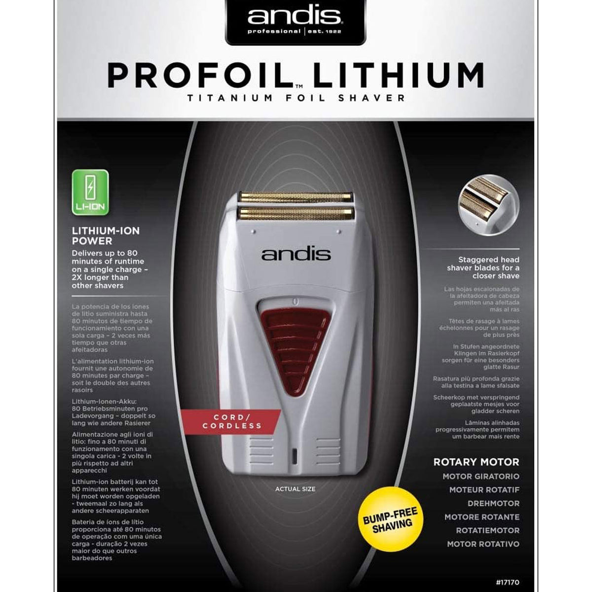 Andis TS-1 Profoil Lithium Gold Titanium Foil Shaver Cordless
