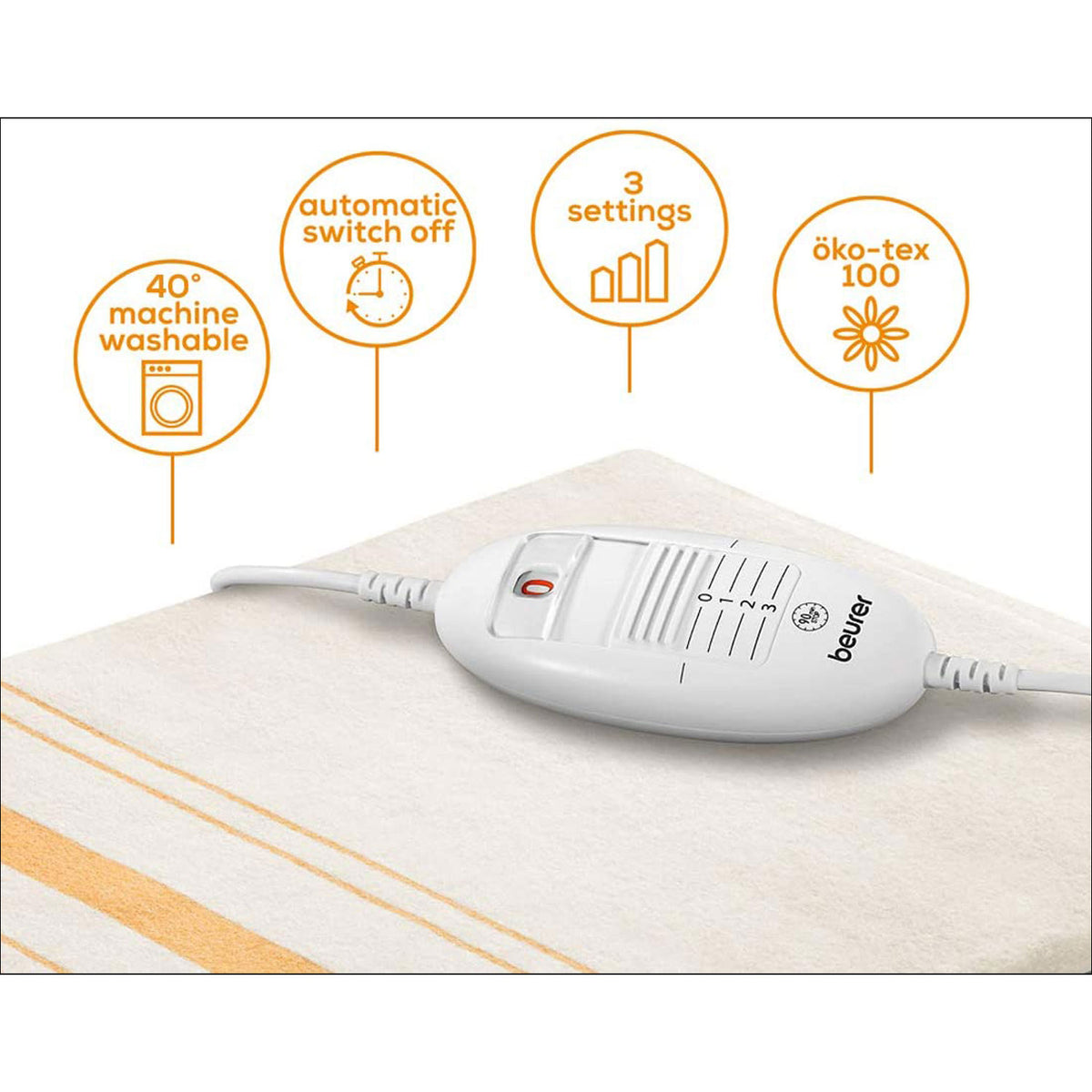 Beurer Entry Level Electric Heating Pad 3 Adjustable Heat Setting Washable