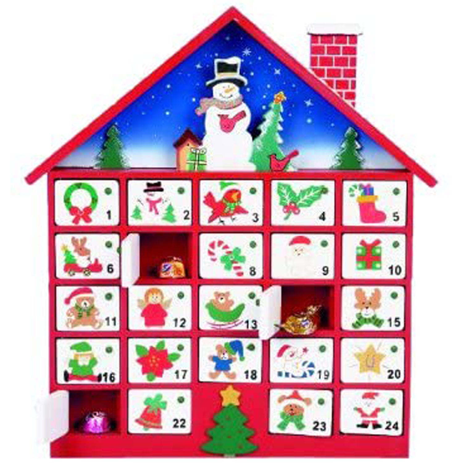 Premier Decoration Wooden Advent Calendar Christmas Xmas Wood Tradtional Calender 40 cm Secondary image