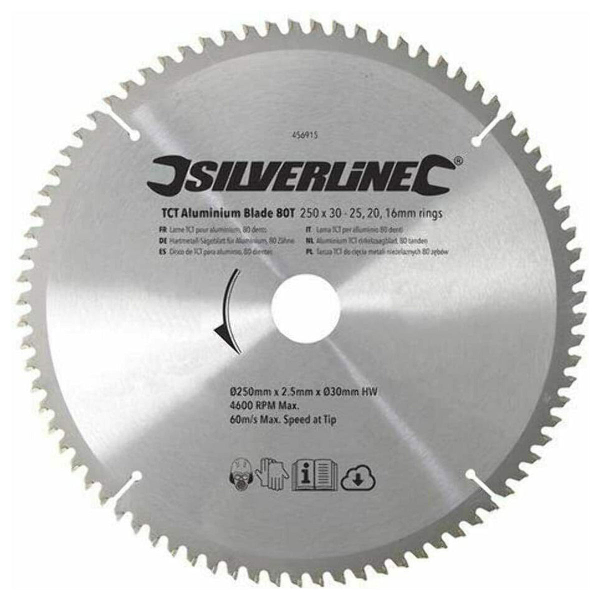 Silverline TCT Aluminum Circular Saw Blade 80 Teeth 250mm x 30mm