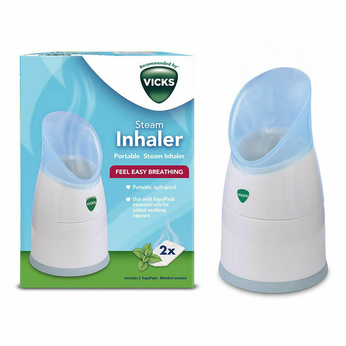 Vicks Steam Inhaler With 2 VapoPads – Menthol Scented For Coughs And Colds Main image