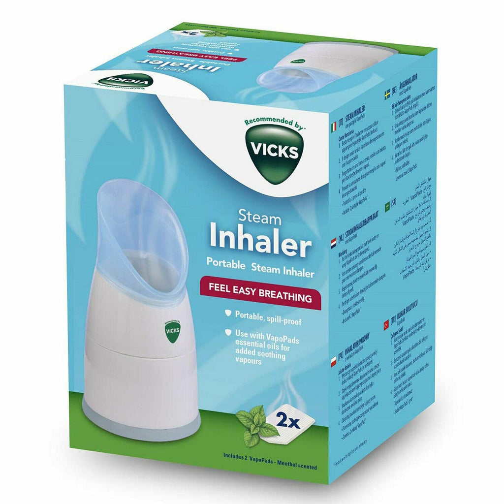 Vicks Steam Inhaler With 2 VapoPads – Menthol Scented For Coughs And Colds