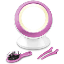 Babyliss Illuminated Globe Mirror Makeup Vanity Mirror with Storage White Pink 15cm
