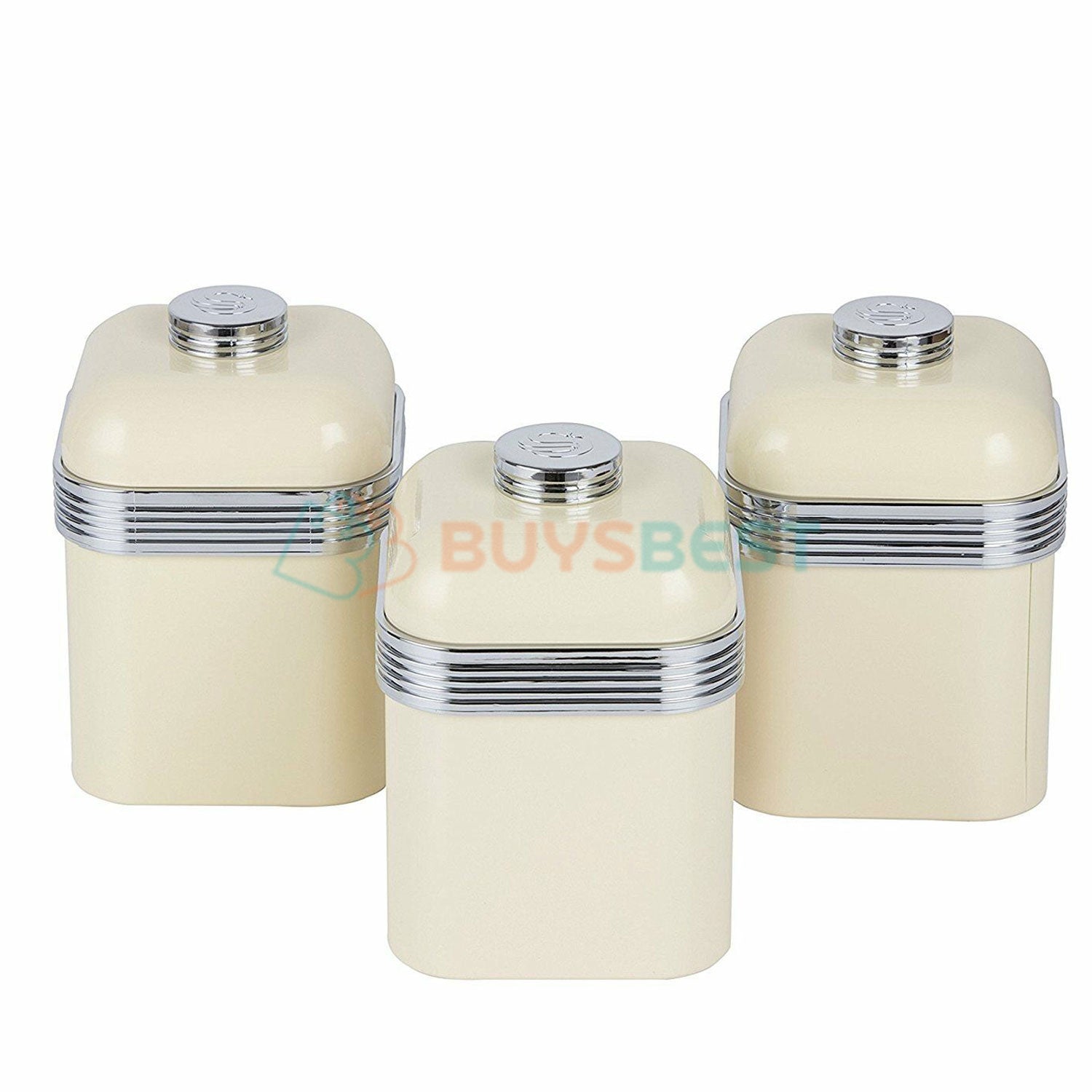Swan Retro Kitchen Storage Iron Canisters, Set of 3, 1 Liter - Cream Secondary image