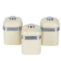 Swan Retro Kitchen Storage Iron Canisters, Set of 3, 1 Liter - Cream