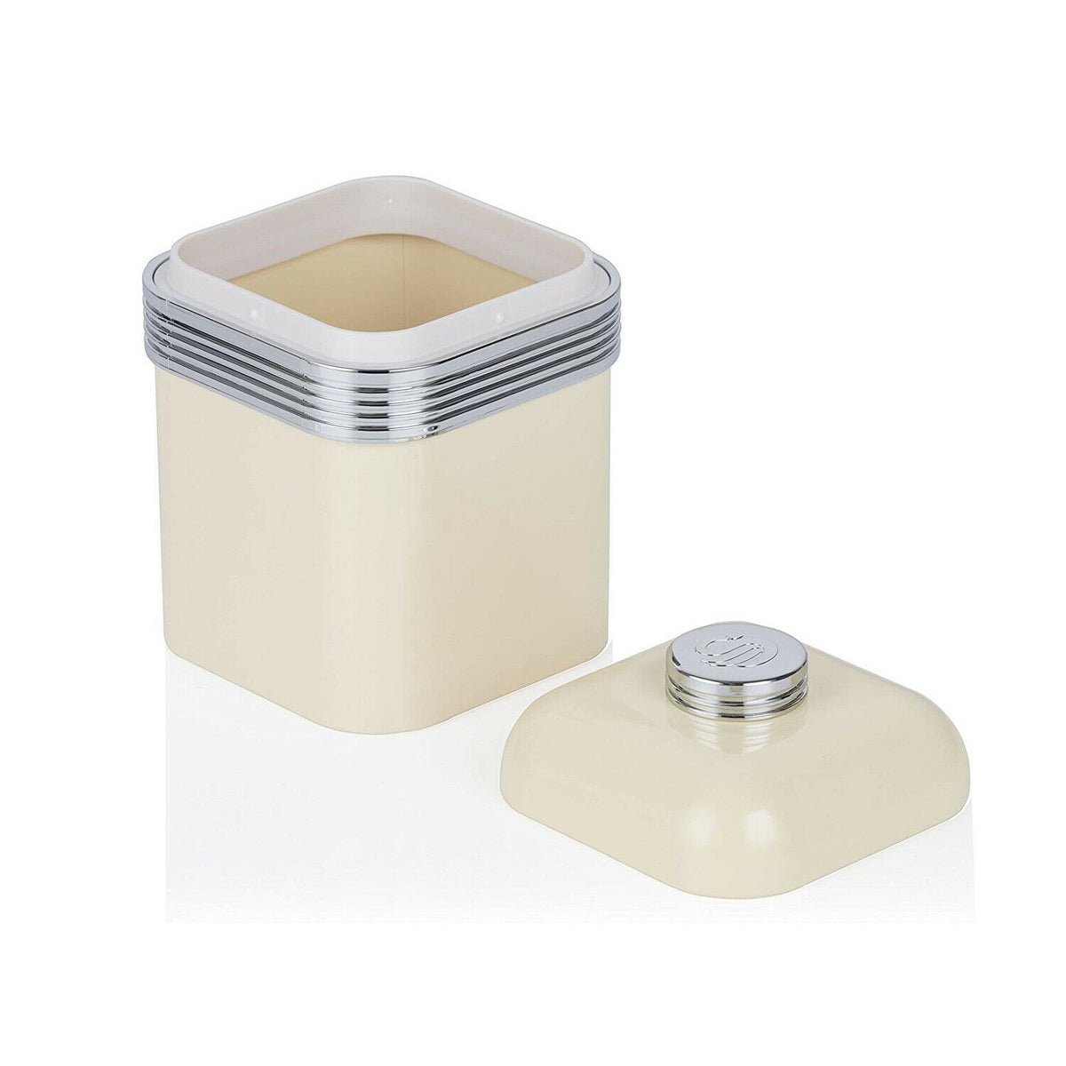 Swan Retro Kitchen Storage Iron Canisters, Set of 3, 1 Liter - Cream