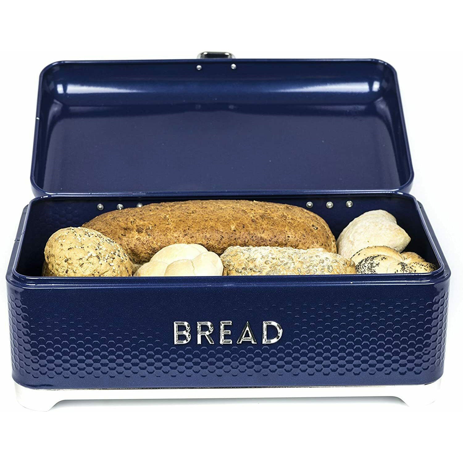 KitchenCraft Lovello Textured Bread Bin - Midnight Blue Secondary image