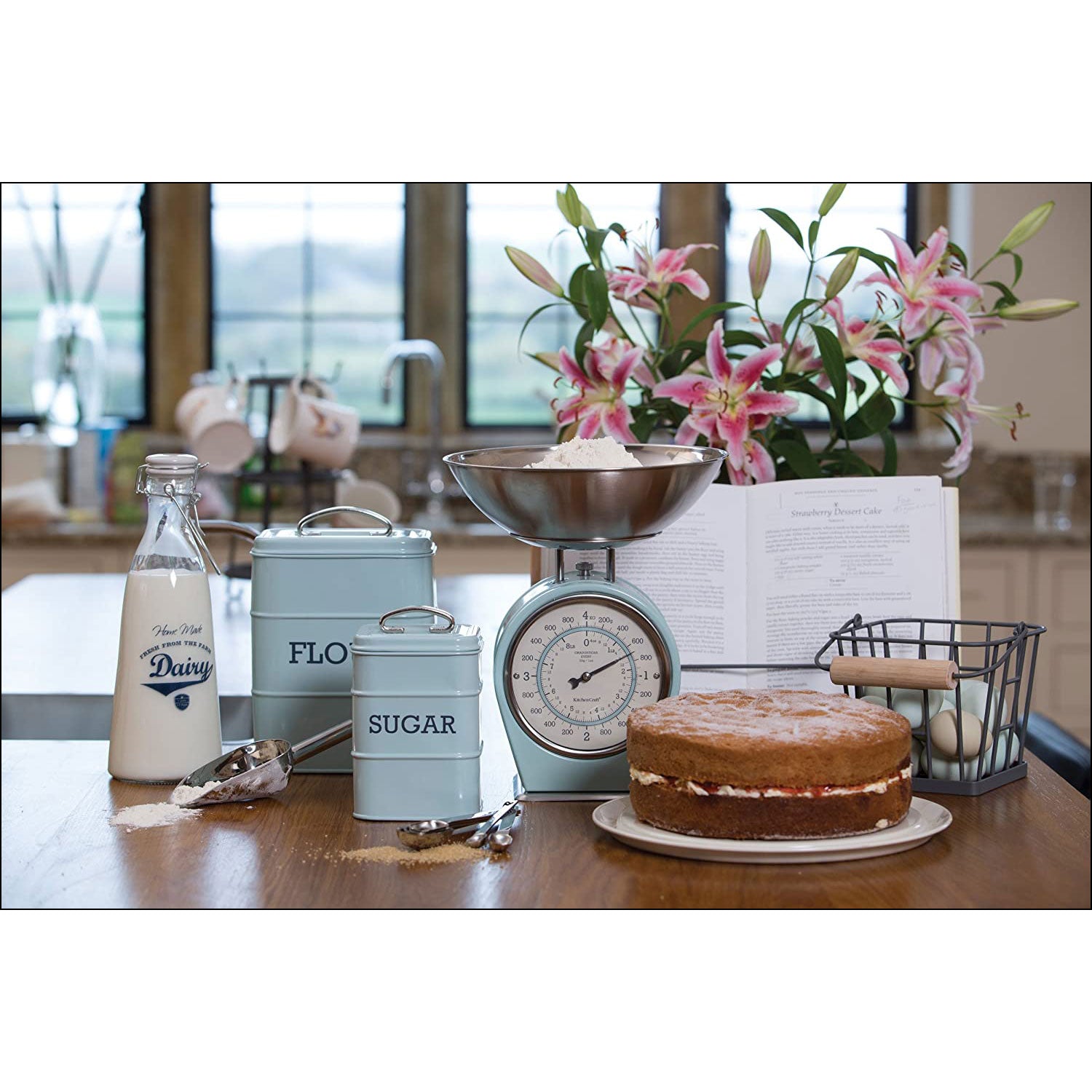KitchenCraft Living Nostalgia Metal Sugar Canister - Vintage Blue Secondary image